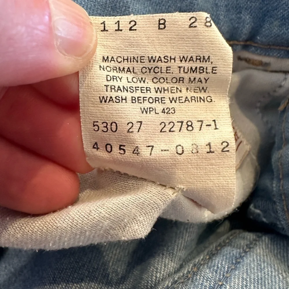 Vintage 1970 Levis 530 Orange Tab Straight Leg Denim Jeans 80s Men's Sz 34 / 32
